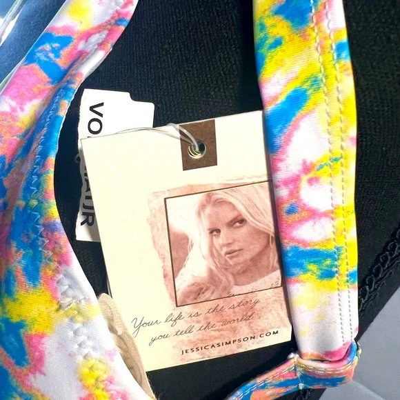 Jessica Simpsons Tie Dye Bikini Set. White, Pink Blue and Yellow. NWT. Size M - Picture 10 of 10